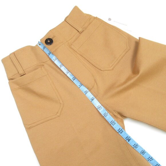 23 TALL Anthropologie Maeve Colette Cropped Wide-Leg Pants Ponte Edition Khaki - Picture 6 of 11